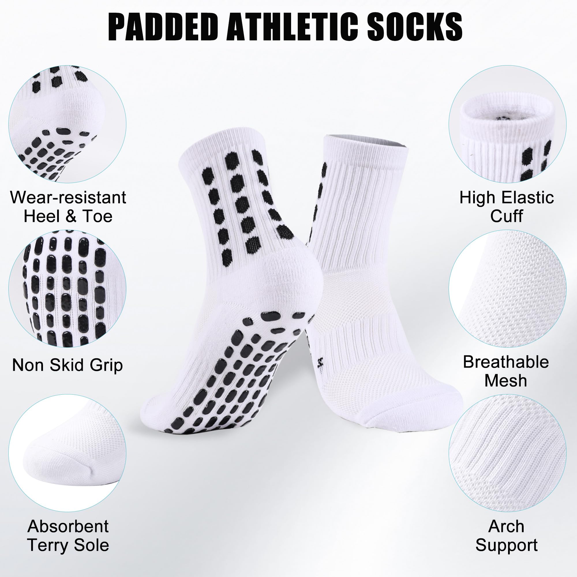 4/8Pairs Kids Grip Soccer Sock - Athletic Sock Cushion ulasan dan harga