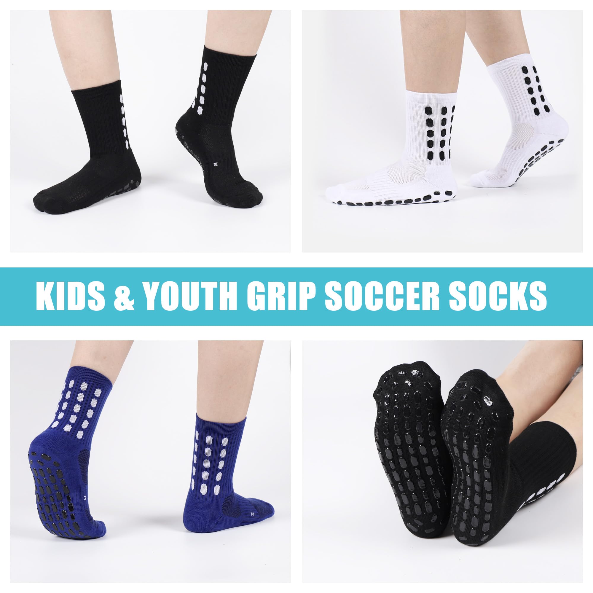 4/8Pairs Kids Grip Soccer Sock - Athletic Sock Cushion ulasan dan harga
