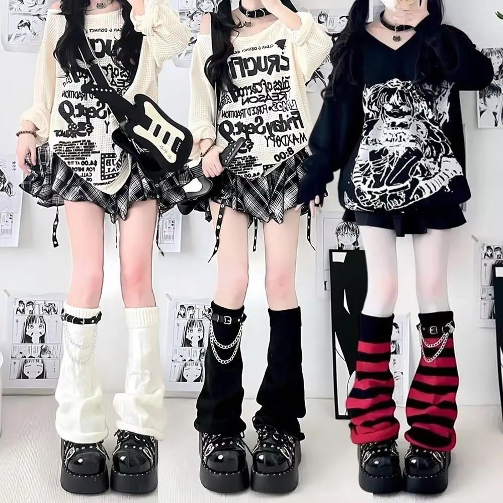 Gothic Harajuku Knit Leg Warme - Boot Sock Slouchy ulasan dan harga