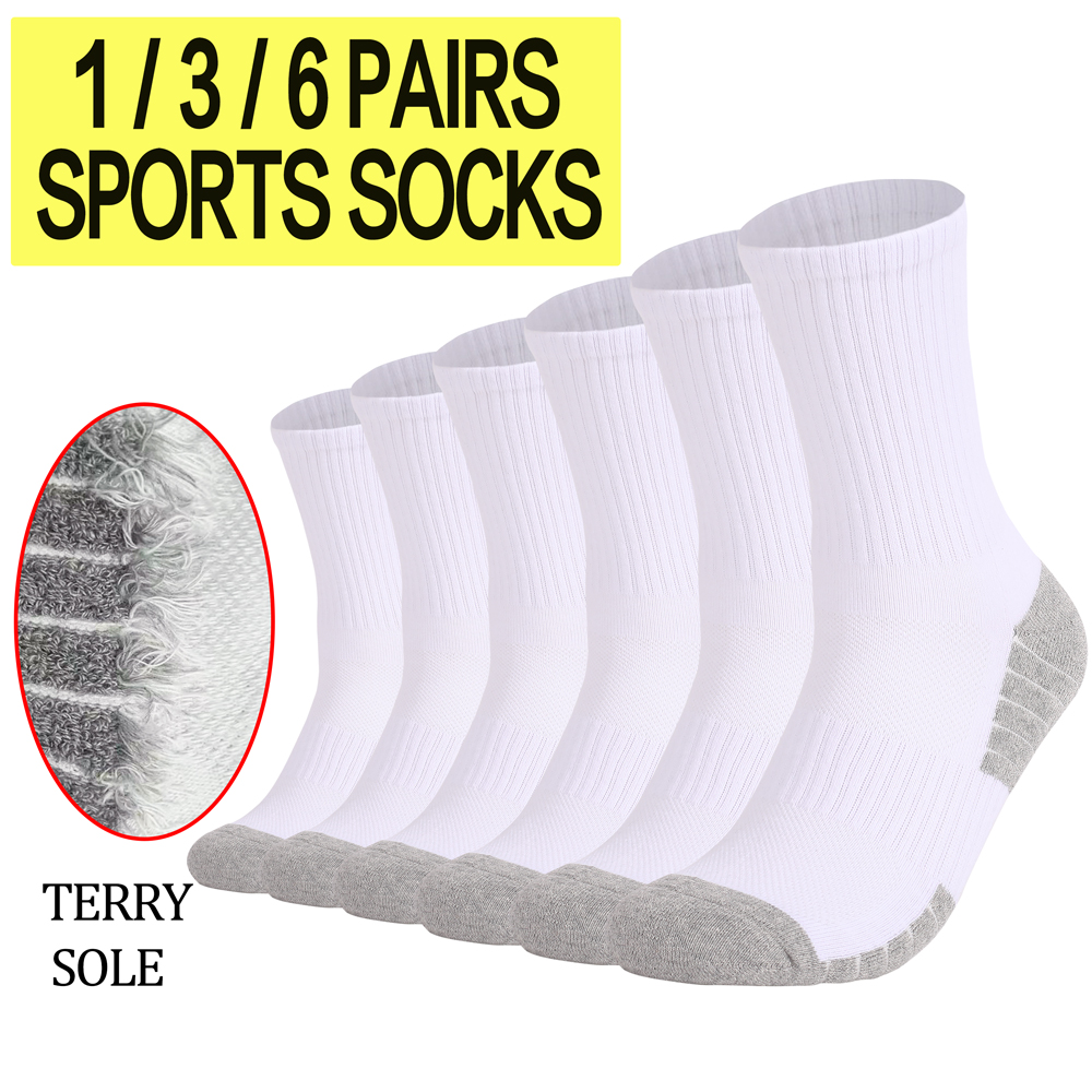 1/3/6 Pairs Thick Men Women Hi - Athletic Sock Cushion ulasan dan harga