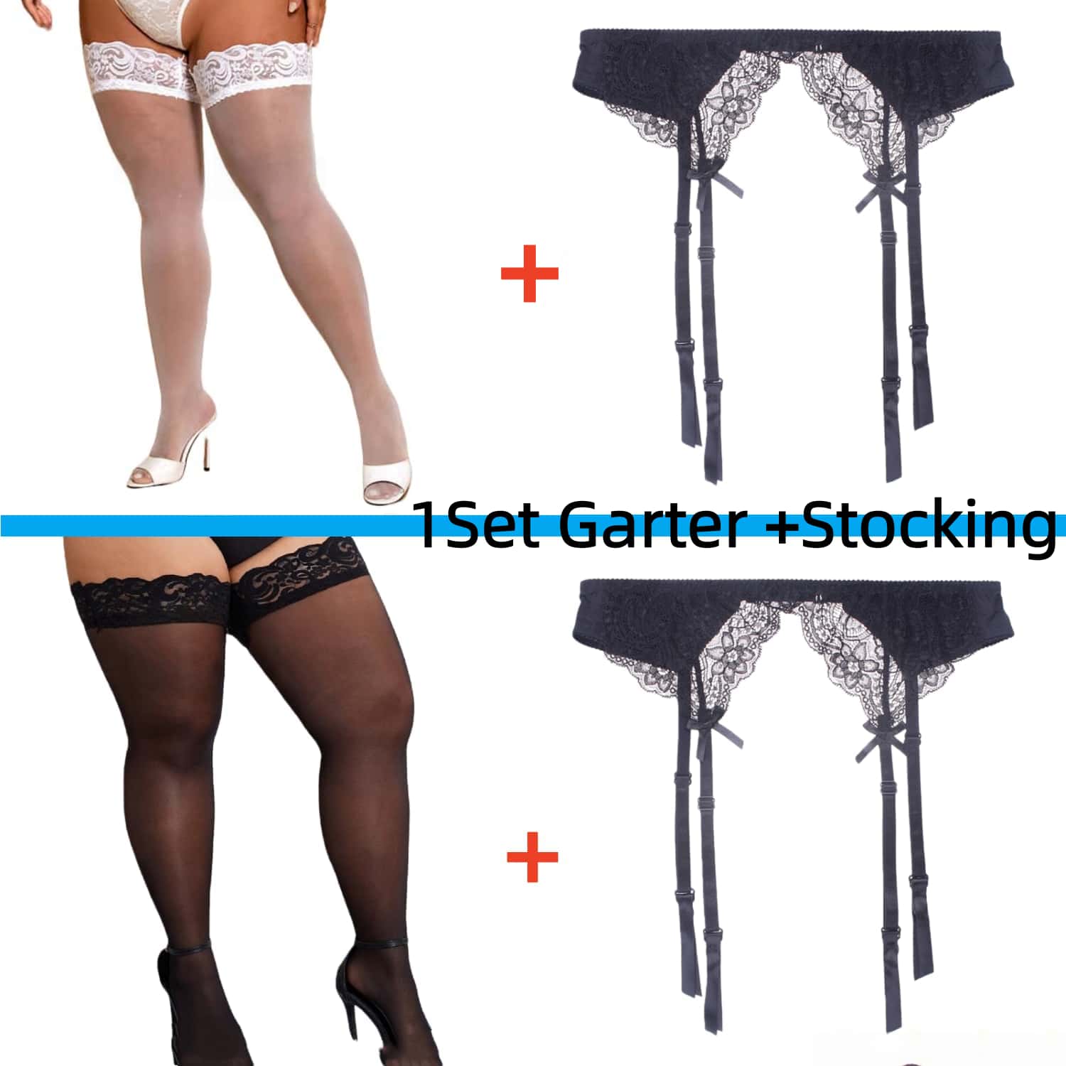 2PCS Women's Suspender Lace St - Tights Pantyhose Sheer ulasan dan harga